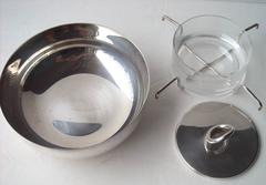 Christofle Caviar Serving Bowl, Silver Plate, Glass, Stamped