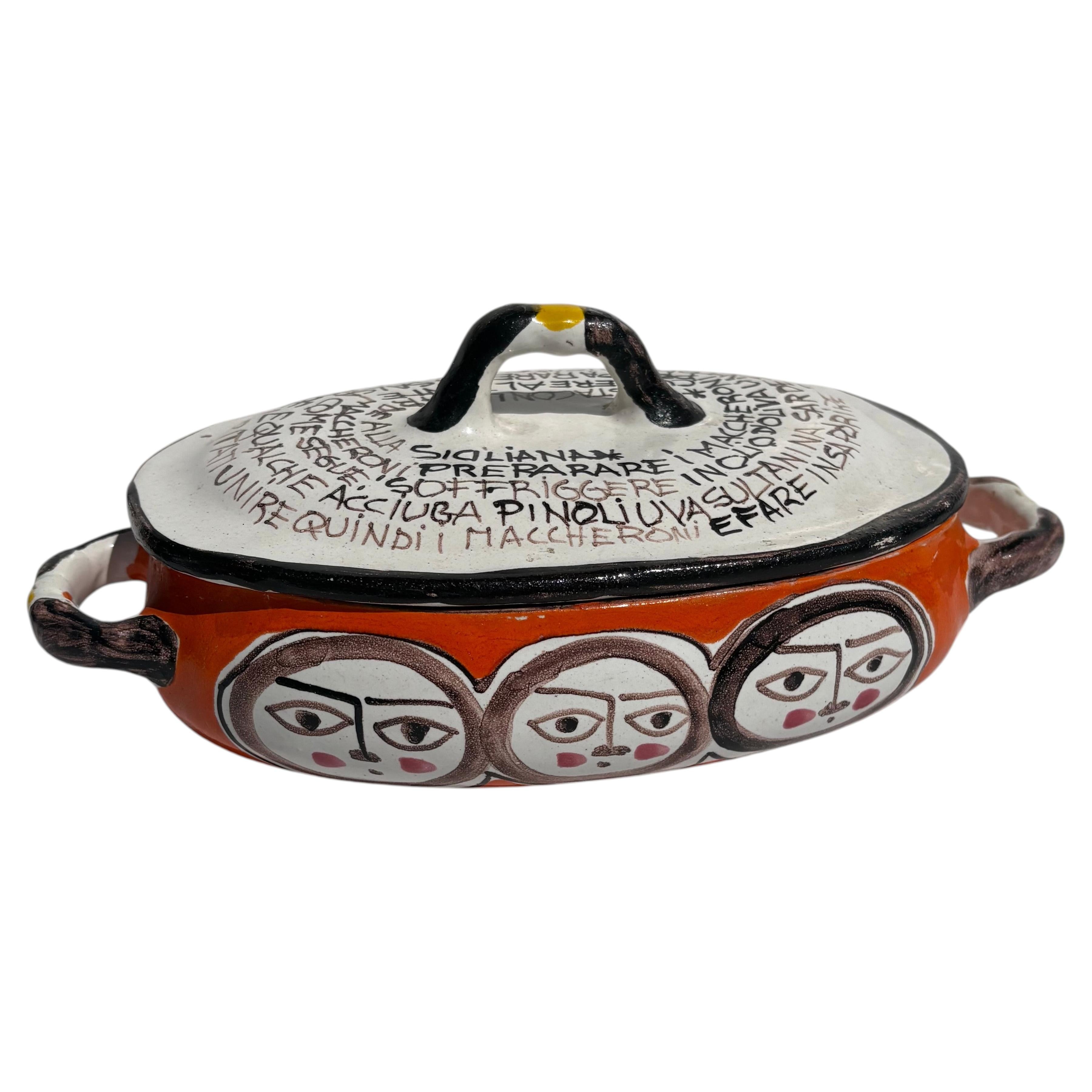 Desimone pottery / ceramic rare early casserole /soup tureen with lid .Italy For Sale
