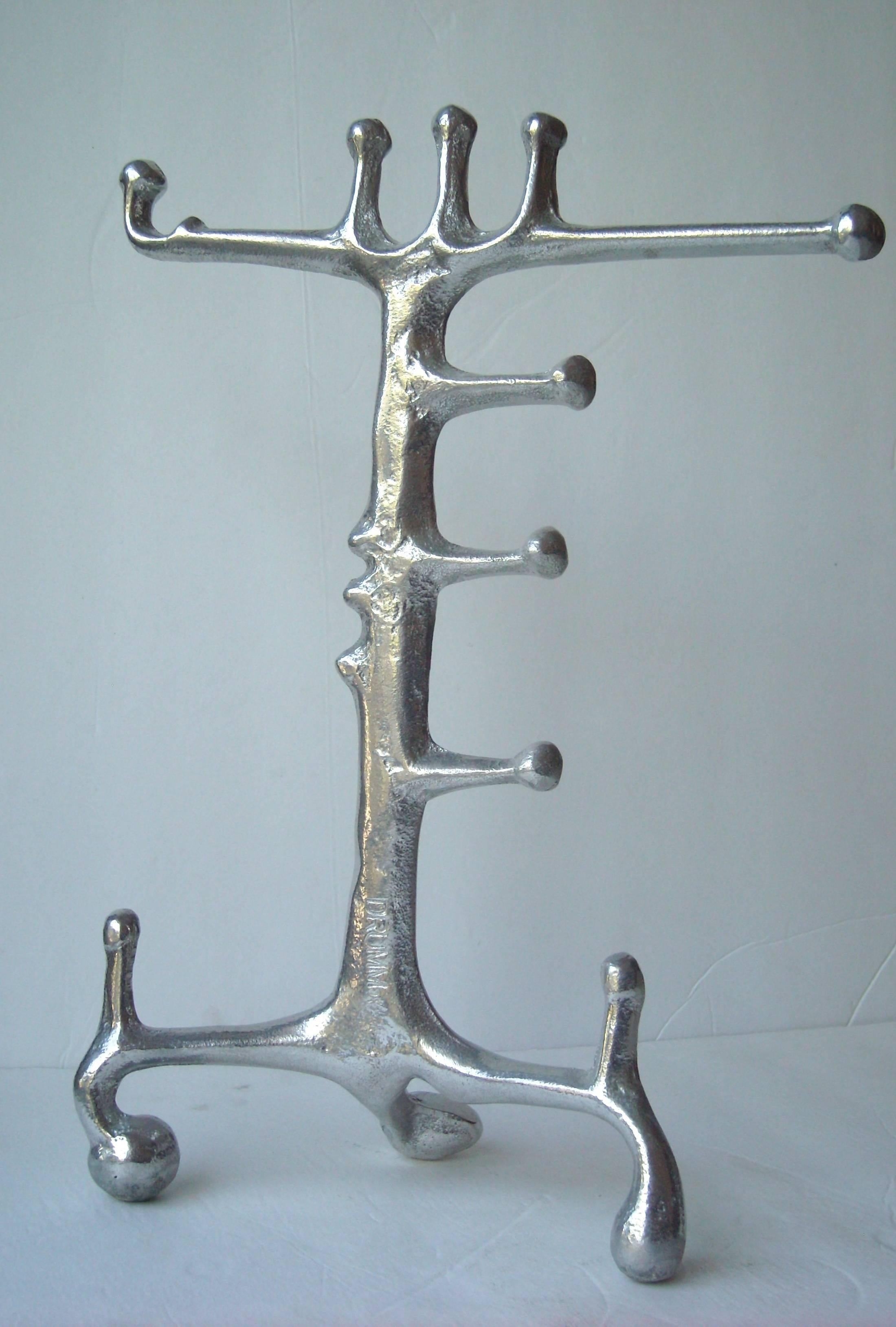Modern Donald Drumm Aluminum Sculpture, Jewelry Stand, Signed