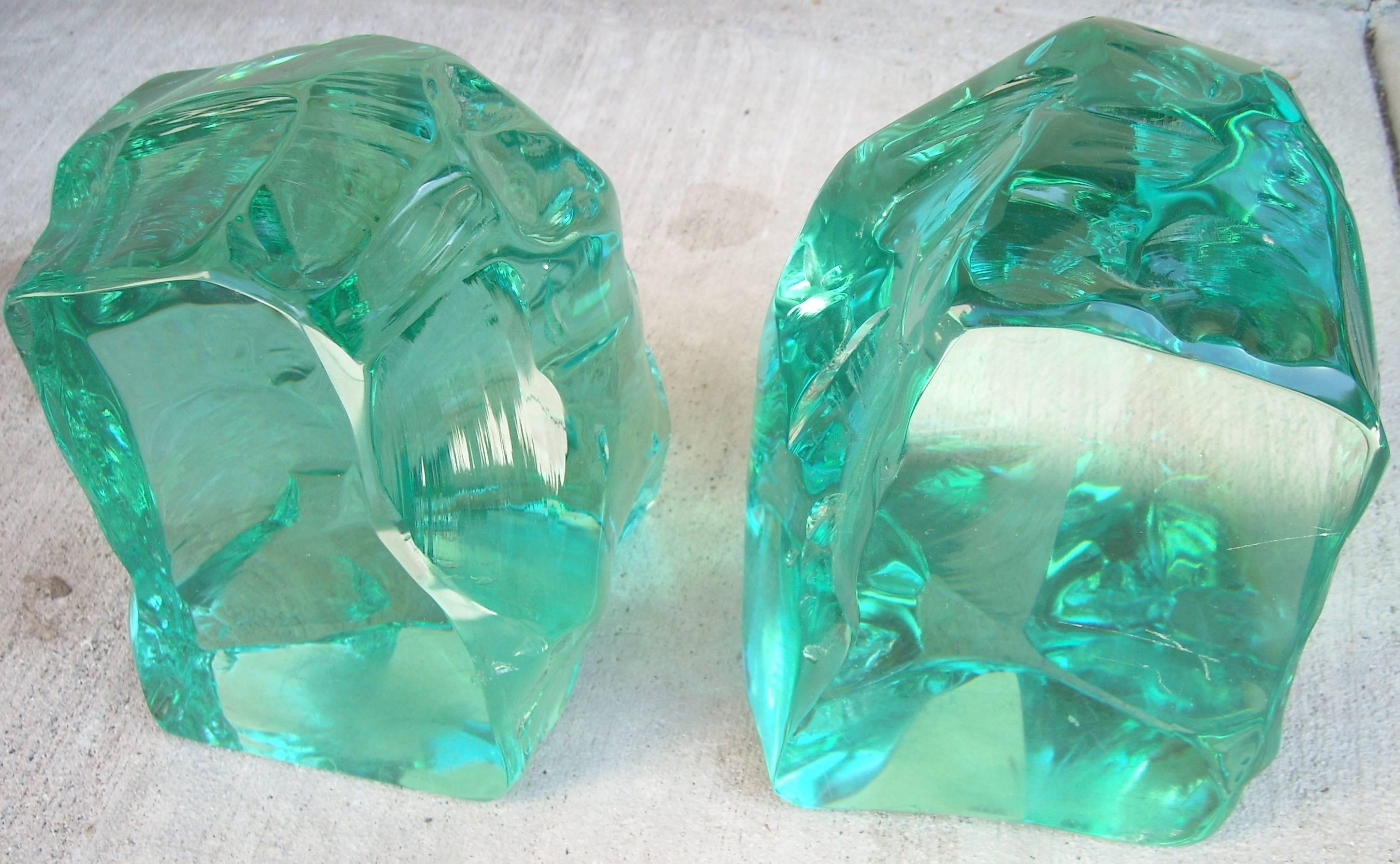 Italian Max Ingrand Glass Bookends for Fontana Arte, Signed