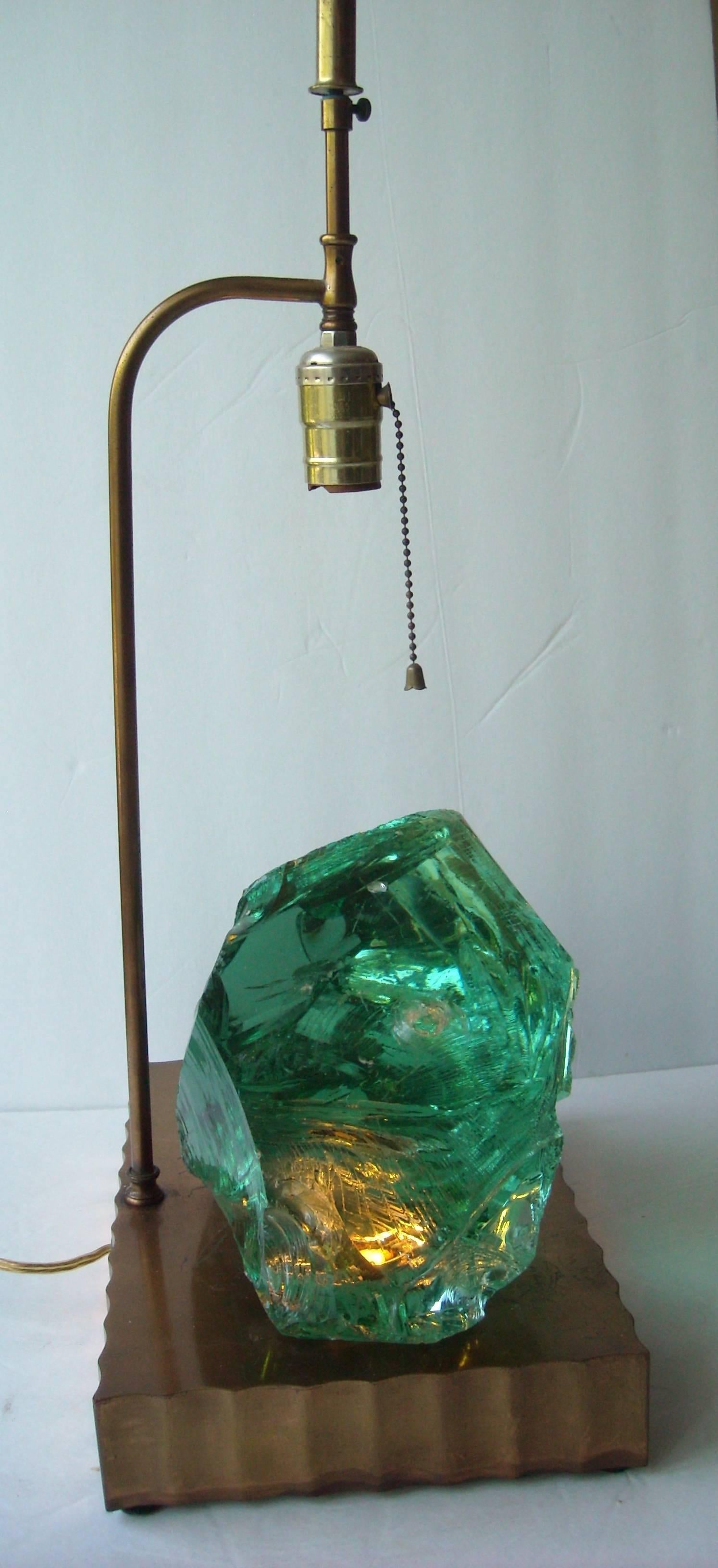Modern Glass Table Lamp in the Style of Max Ingrand, with Brass Finish Led Base
