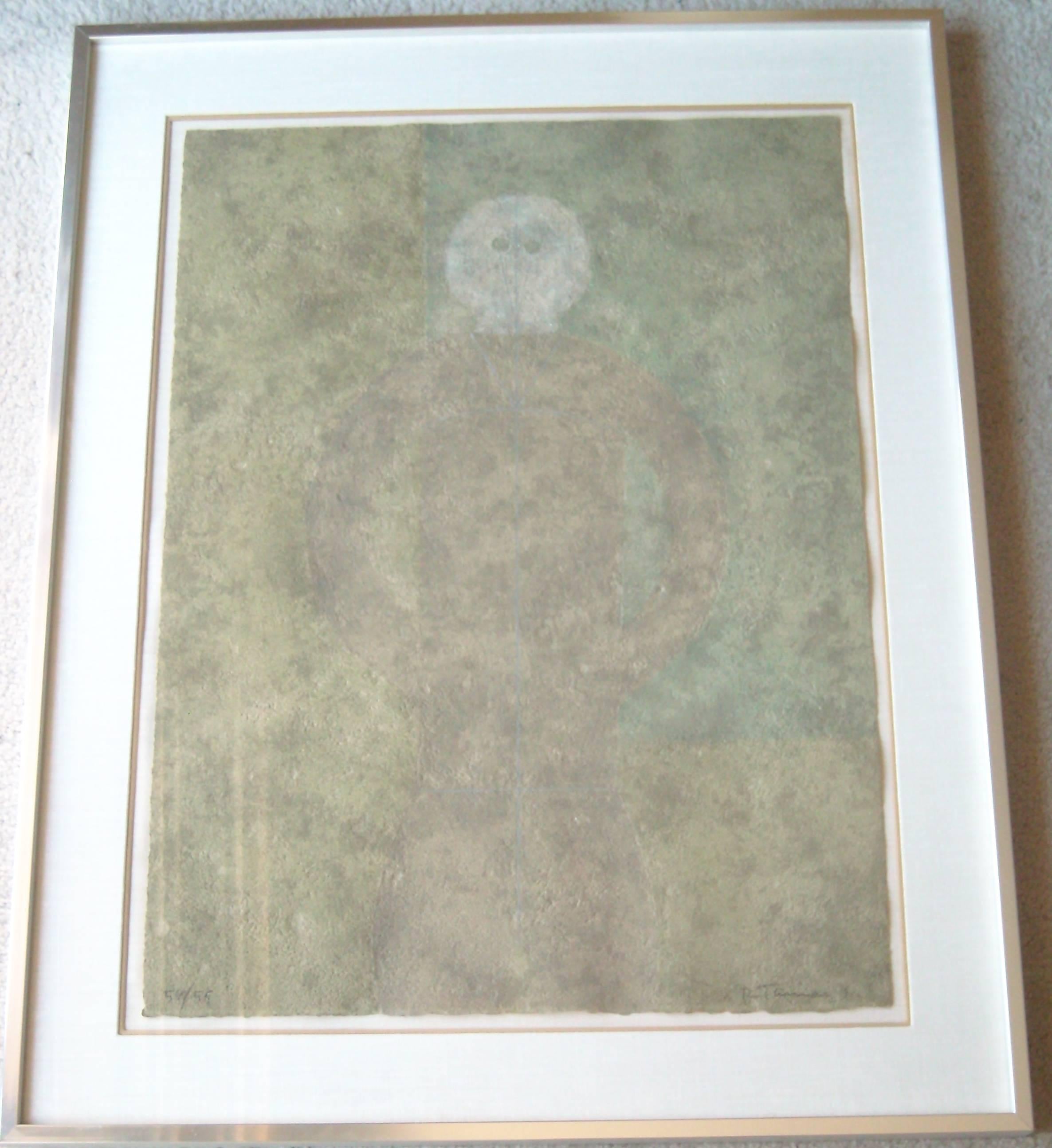 Late 20th Century Rufino Tamayo, Personaje en Gris, Lithography in Colors, Signed, Numbered, Framed