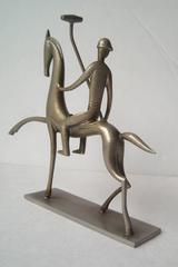 Hagenauer "Polo Player" Sculpture in Nickel-Plated Metal, Marked WHW