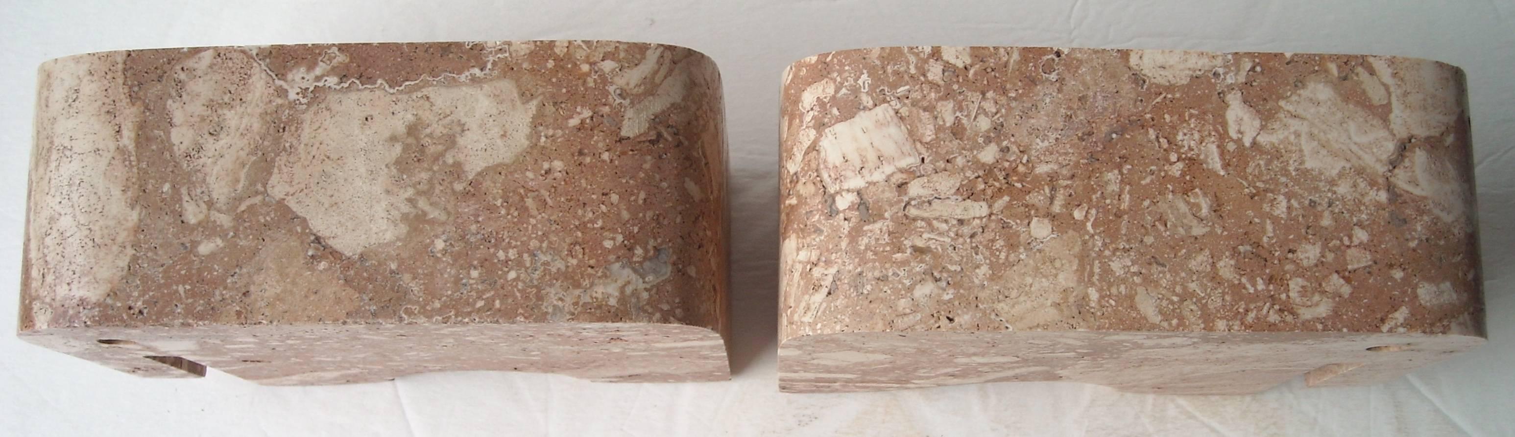 Italian Travertine Elephant Bookends by Flli Mannelli for Raymor, Label