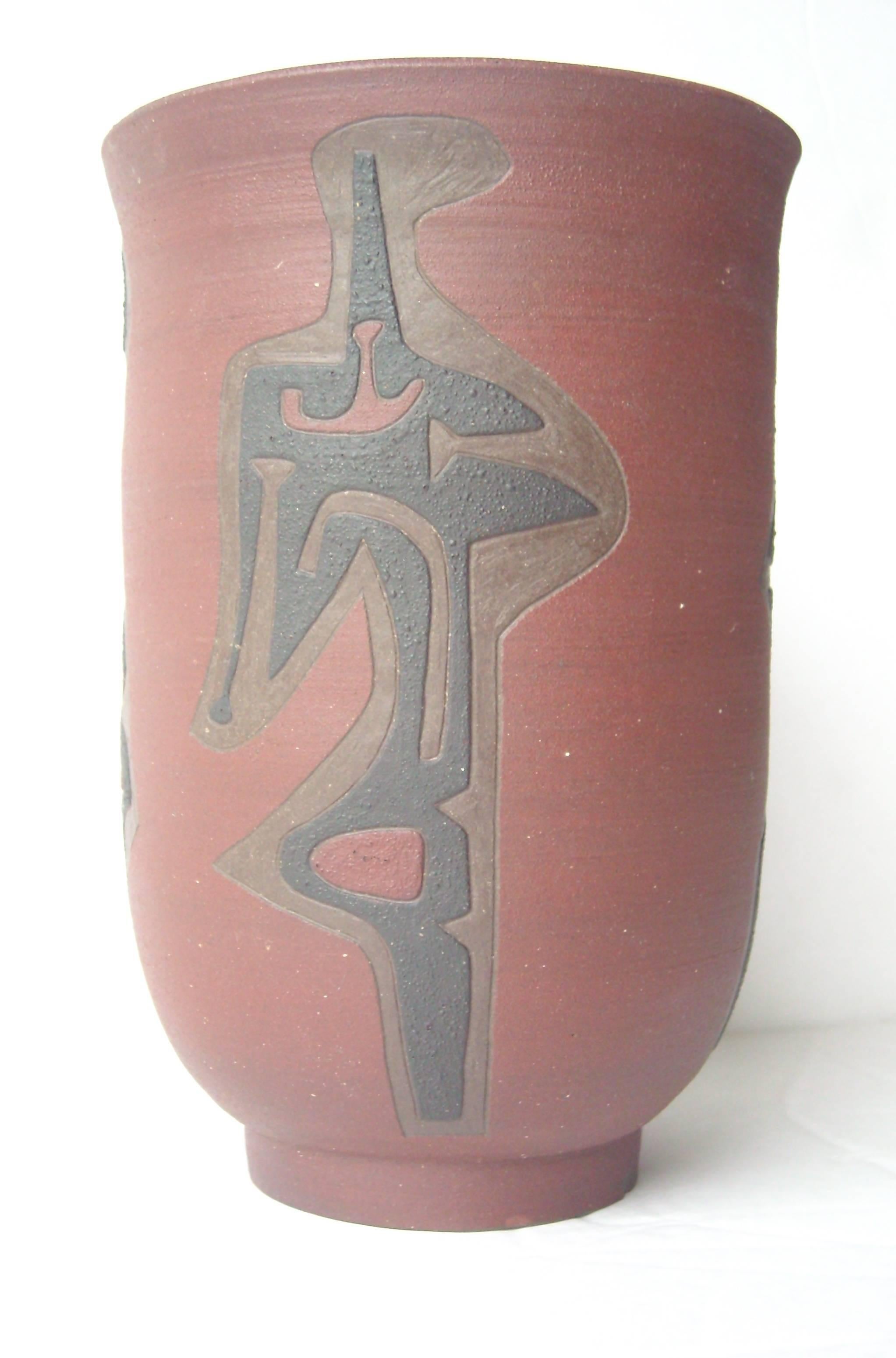 Moderno Leonard Edmondson, Vaso di ceramica, datato, firmato, 1953 in vendita