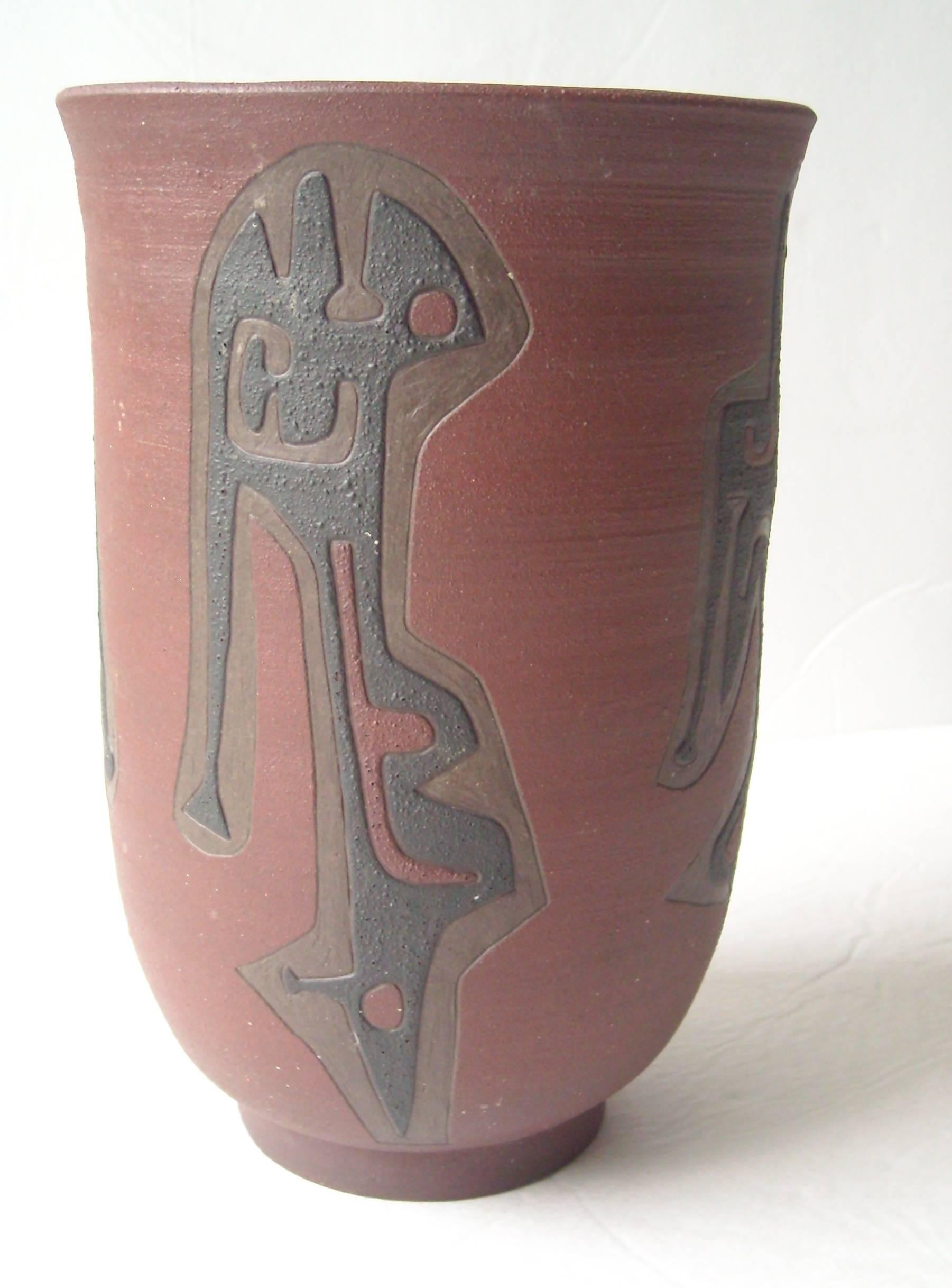 Modern Leonard Waegell Edmondson, Ceramic Vase, Dated, Signed, 1953 For Sale