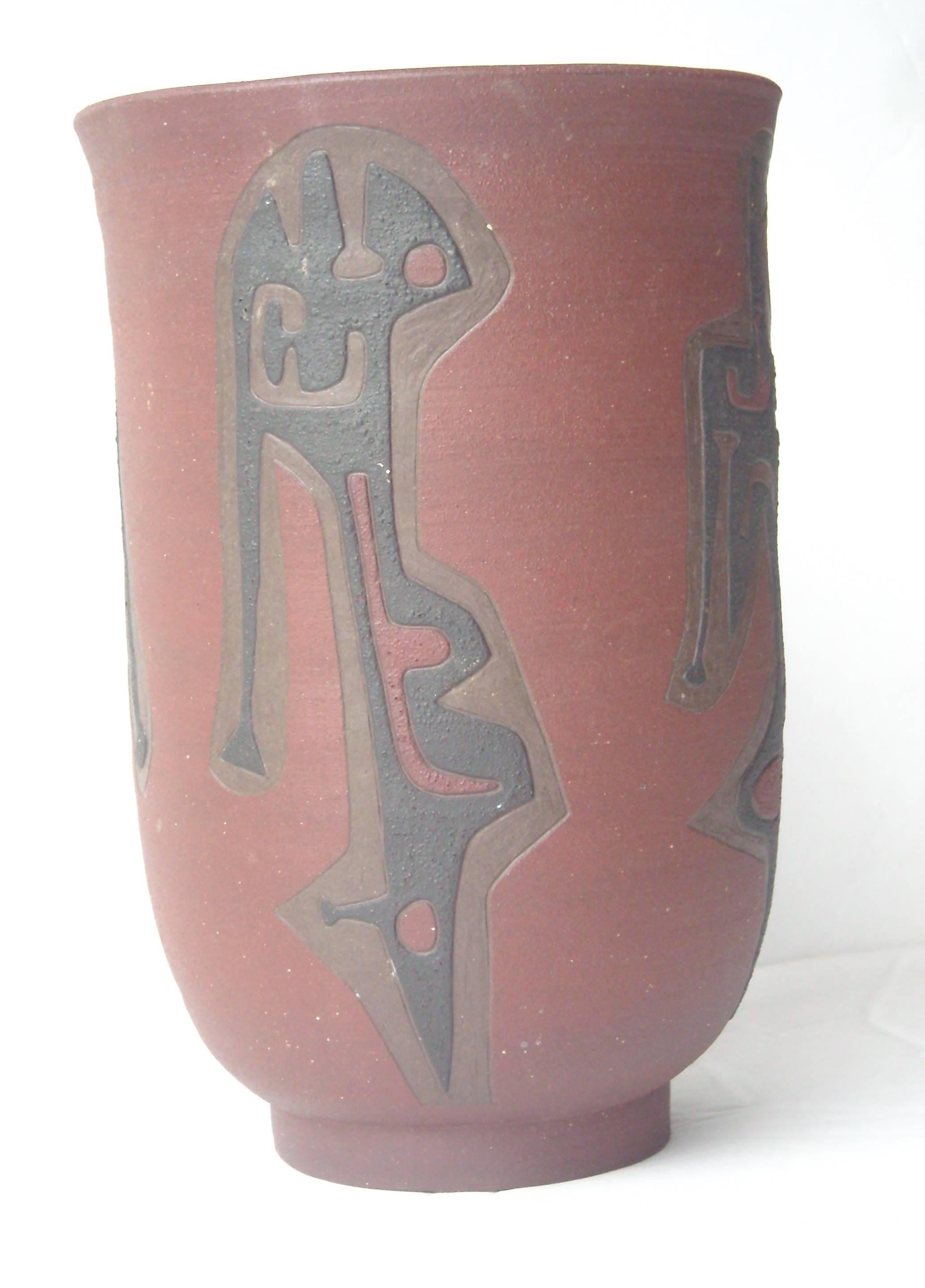 Hand-Crafted Leonard Waegell Edmondson, Ceramic Vase, Dated, Signed, 1953 For Sale