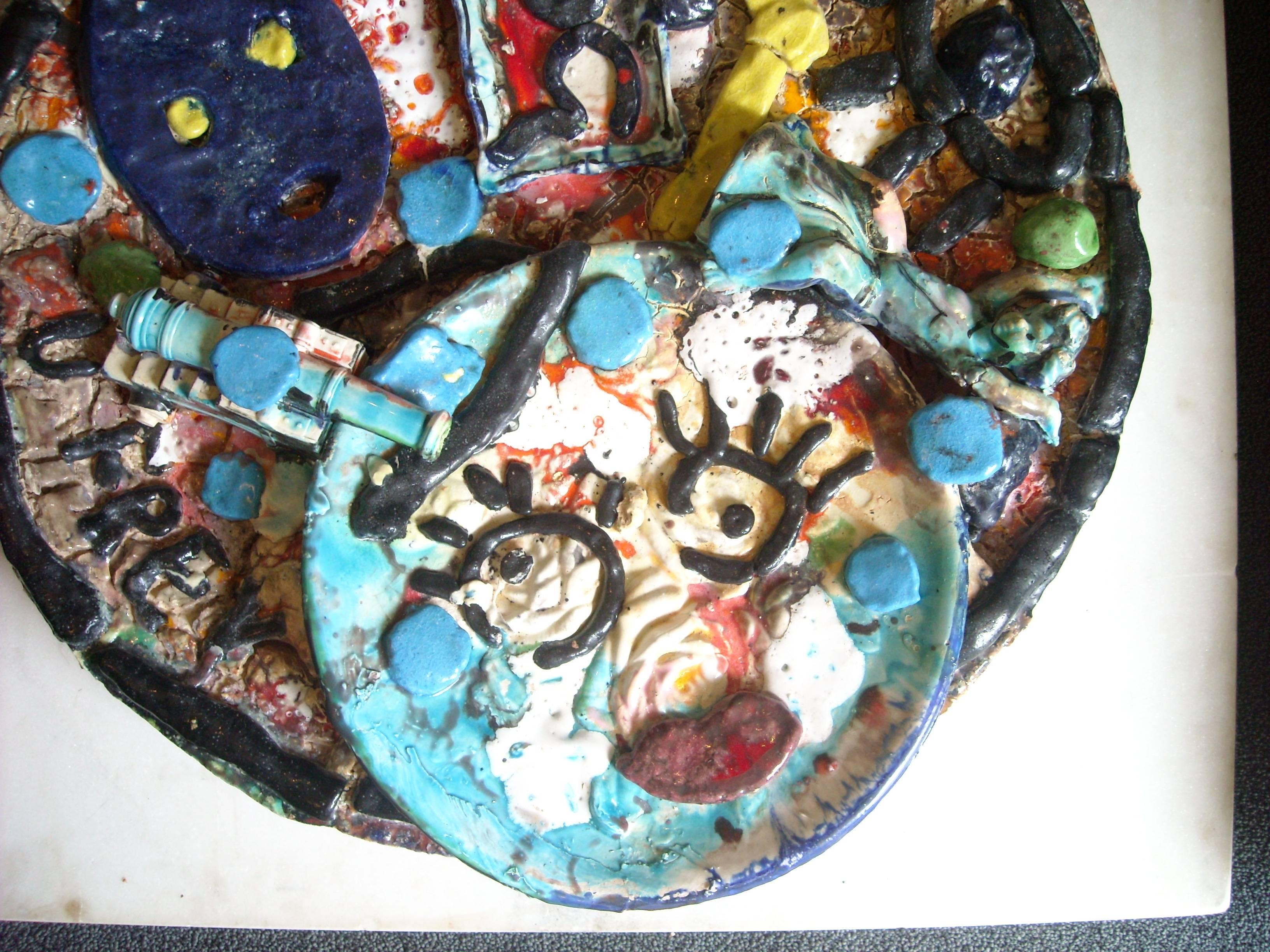 Amazing ceramic charger/plate by the well-known artist Viola Frey 1933-2004. This piece is signed and dated 1989, as shown in pictures.
