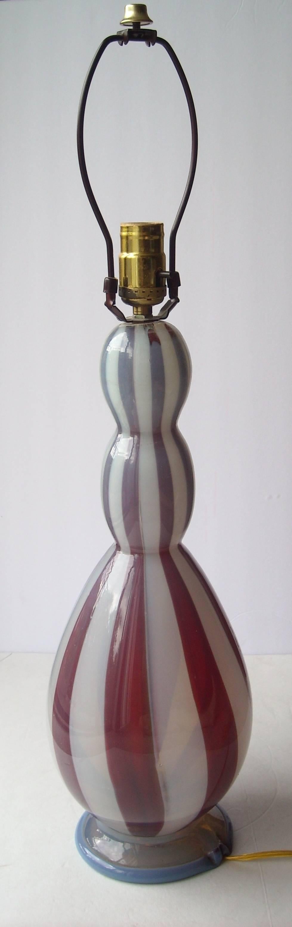 Italian Barovier & Toso Rare Tessere and Opalescent Glass Murano Lamp Base
