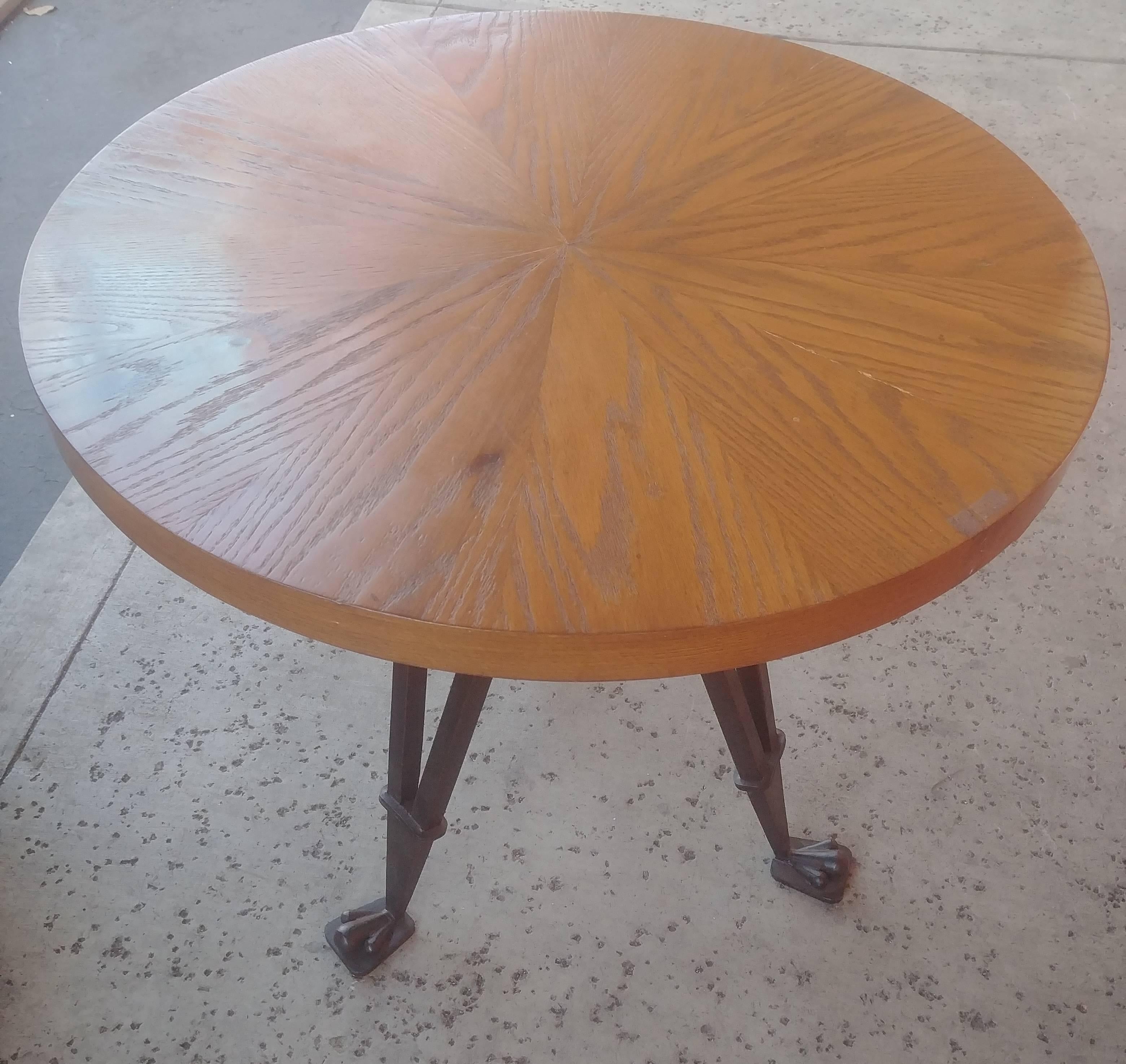 Unknown Andre Arbus Style Side, Occasional Table, Wrought Iron Base