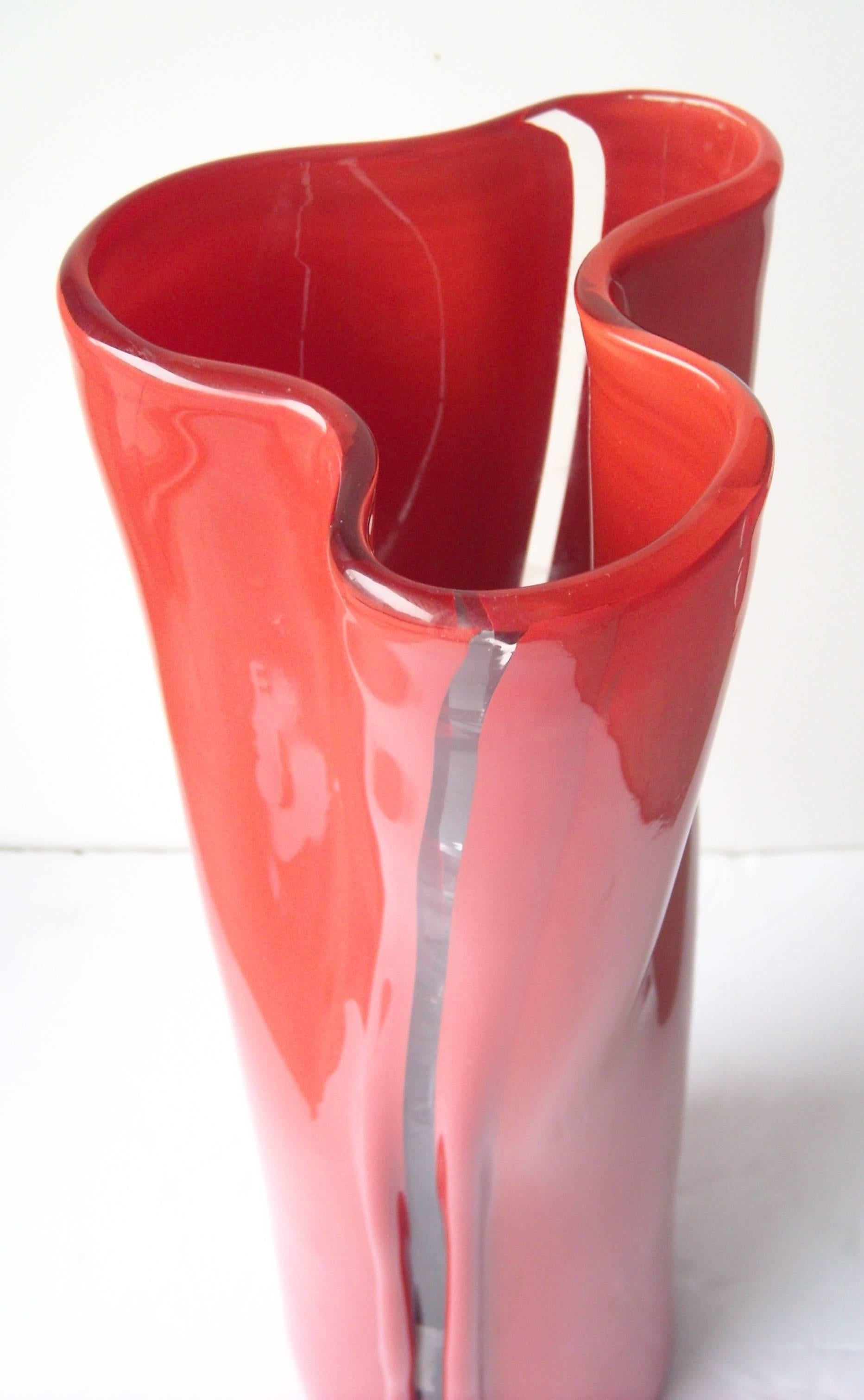 Modern Toni Zuccheri Murano Glass Vase for Venini, 
