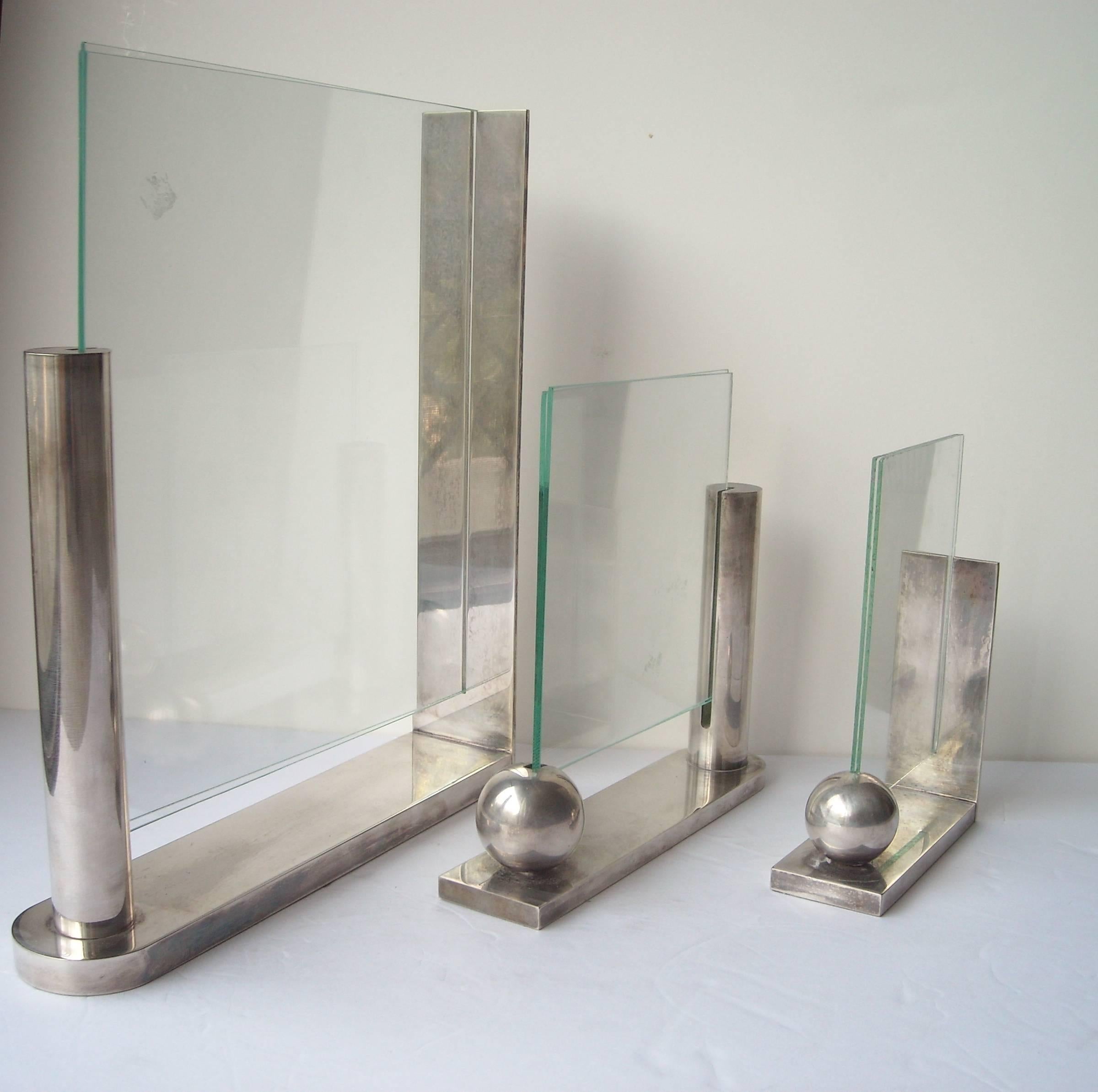 Modern Richard Meier, Three Silver Plate Picture Frames for Swid Powell, Stamped