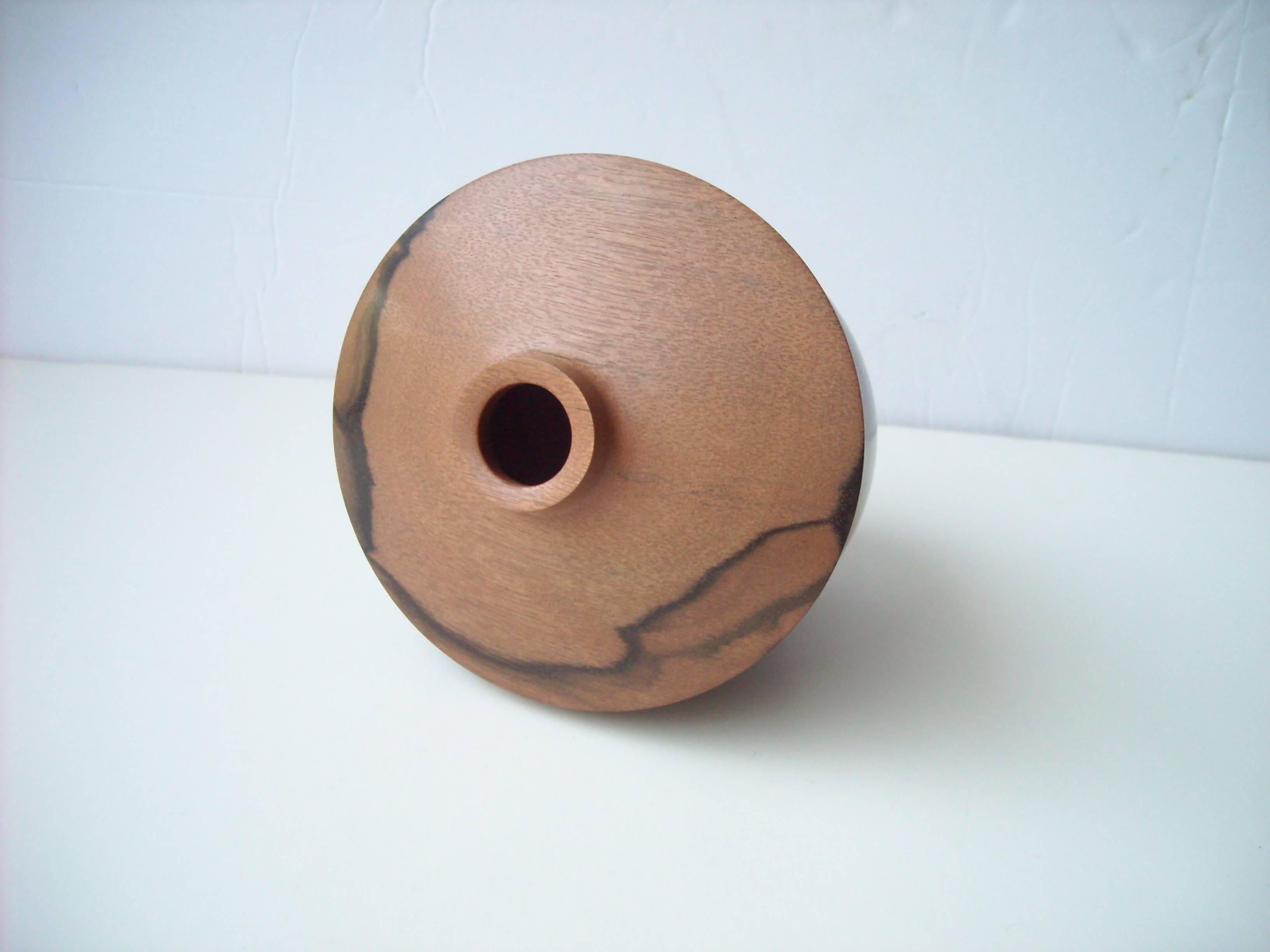 Post-Modern Dan Kvitka Turned Wood Vessel, Bowl or Vase in Ebony Wood, Signed Dated