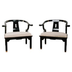 Par de sillones de estilo Ming con respaldo en forma de herradura