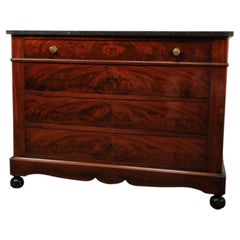 Mid 19th Century English Mahogany Veneered Marble-topped Chest of Drawers