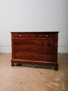 Mid 19th Century English Mahogany Veneered Marble-topped Chest of Drawers