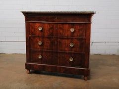 Mid 19th Century Empire Style Marble Top Chest of Drawers