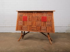 Mid Century Modern Italian Rattan/Bamboo Geometric 1960s Dry Bar
