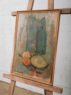 Mid Century Modern Original Oil Painting Still Life Signed