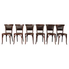 Antique French Bentwood W. Baumann Bistro Chairs set of 6 Early 19th Century
