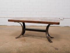 Mid Century Modern Scandinavian Ceramic Tile Top Coffee Table Wood and Metal