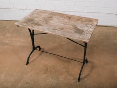 Antique French Industrial Wood And Cast Iron Console Writing Table