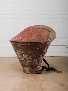 Antique European Industrial Galvanized Steel Grain Bin Hopper Chute Wall Art