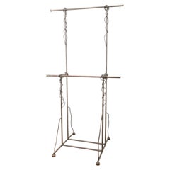 Vintage Industrial Metal Steel Commercial Garment Rack Hall Tree Coat Rack
