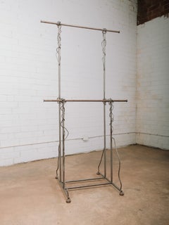 Vintage Industrial Metal Steel Commercial Garment Rack Hall Tree Coat Rack