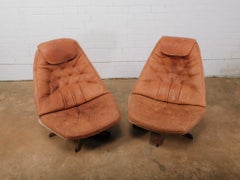 1970s Madsen & Schubell Model MS-65 Scandinavian Leather Swivel And Tilt Chairs