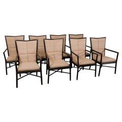 Vintage McGuire Furniture Dining Chairs Silk Shantung and Rattan Set of 8