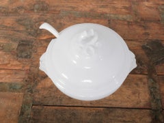 Antique Dutch Société Céramique Maastricht White Ironstone Soup Tureen W/Ladle