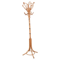 Antique French Bentwood Coat Tree with Umbrella Stand, Thonet Style Hall Tree