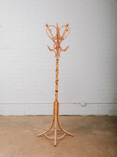 Antique French Bentwood Coat Tree with Umbrella Stand, Thonet Style Hall Tree