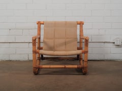 Mid Century Modern Scandinavian Bamboo and Rattan Lounge Chair by Horsnaes