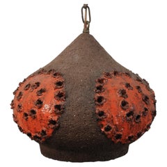Mid Century Modern Scandinavian Brutalist Ceramic Pottery Pendant Light