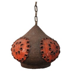 Mid Century Modern Scandinavian Brutalist Ceramic Pottery Pendant Light