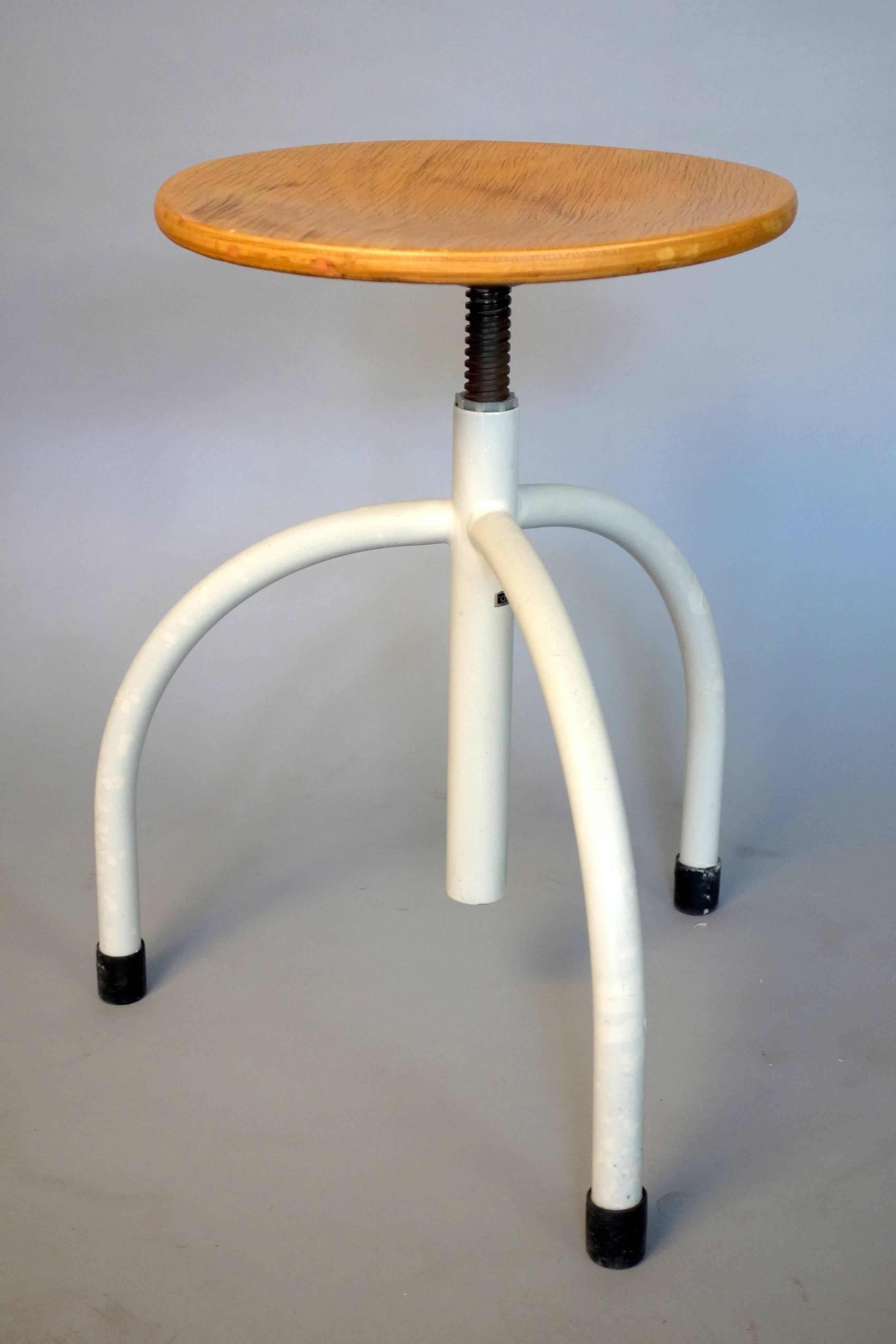 Cor Alons (Dutch, 1892-1967) was a versatile designer / artist / professor who worked in every medium imaginable. This pair of stools was made in the Netherlands by Oostwoud, the company for whom Alons contributed his most innovative and well-known
