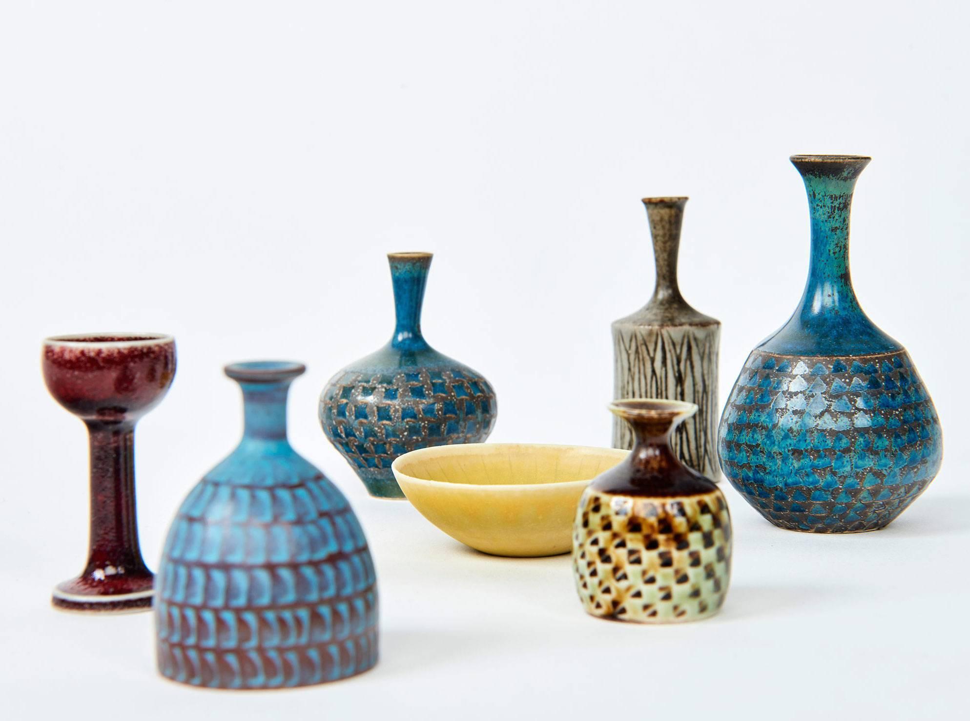 Scandinavian Modern Collection of Seven Miniature Vessels by Stig Lindberg