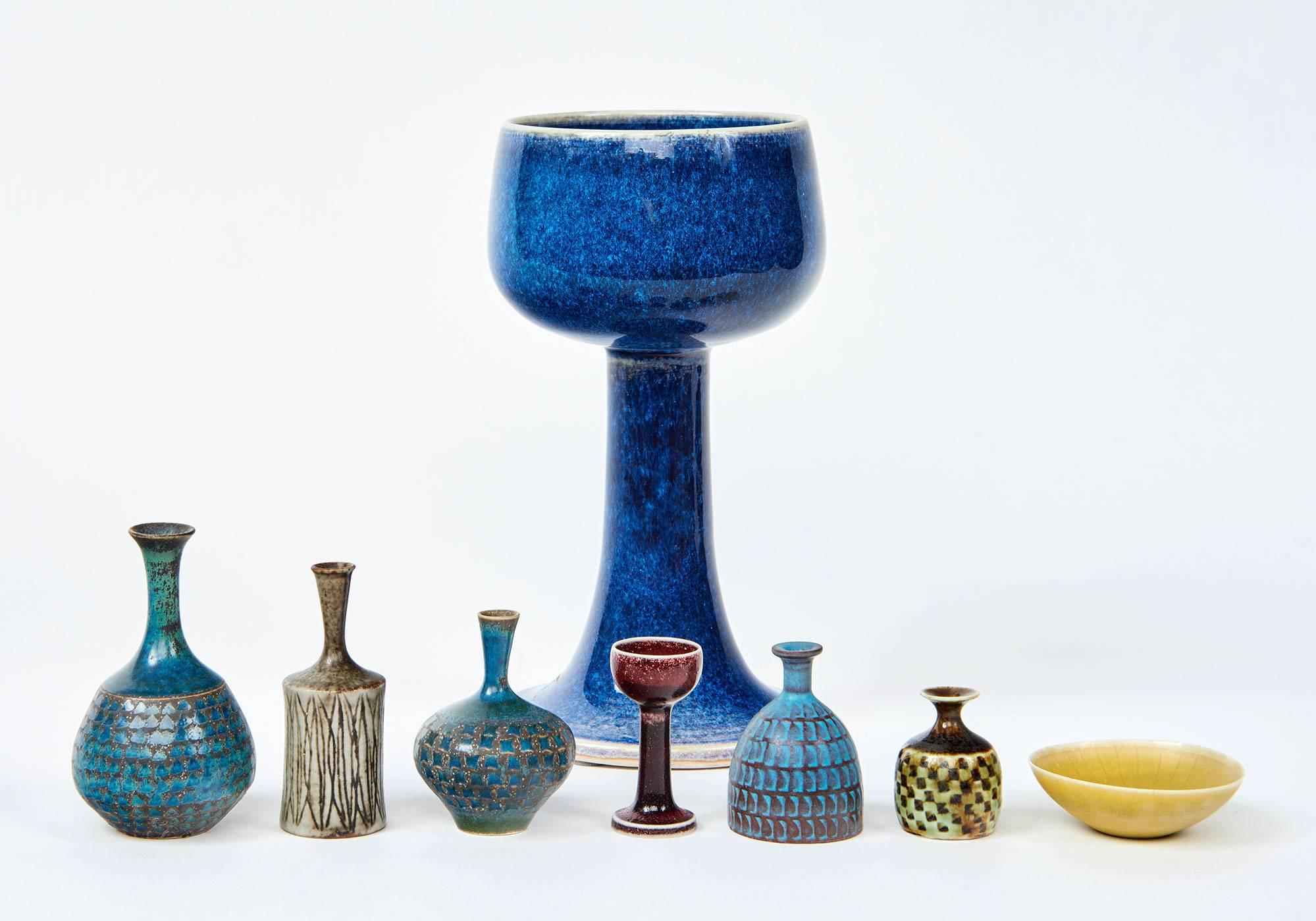 Swedish Collection of Seven Miniature Vessels by Stig Lindberg