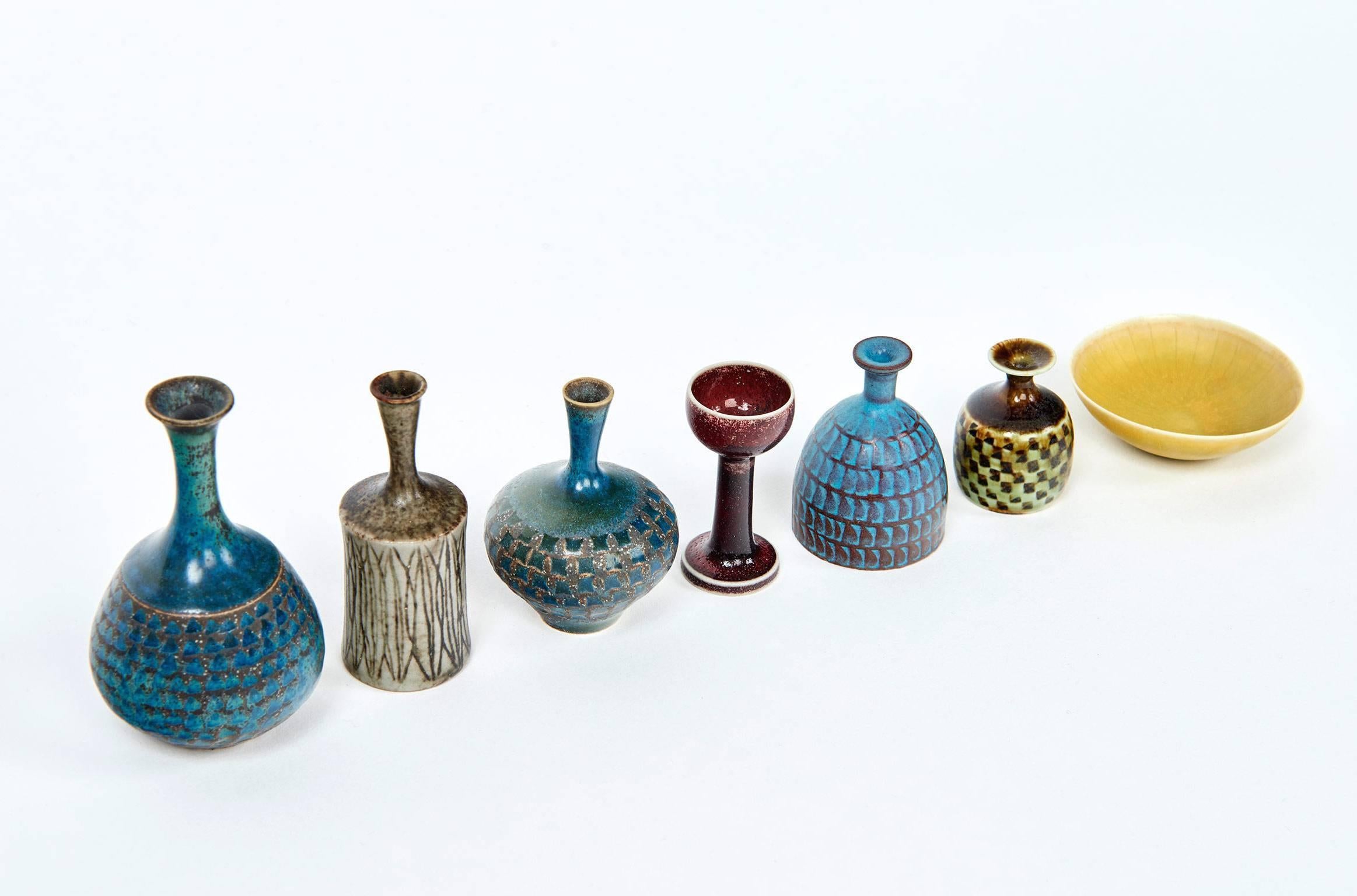 Collection of Seven Miniature Vessels by Stig Lindberg 1