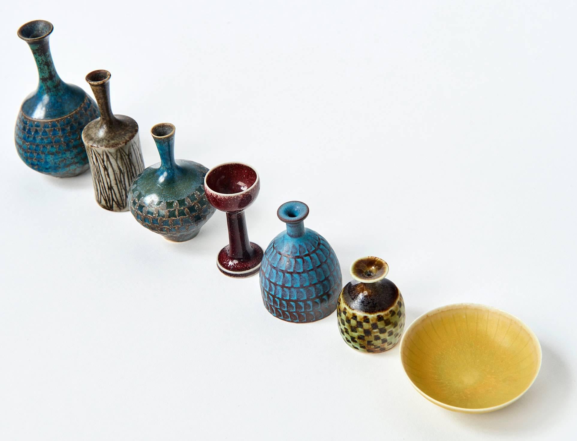 Collection of Seven Miniature Vessels by Stig Lindberg 2