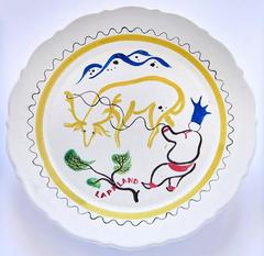 Set of Nine Hand-Painted Faience Dinner Plates by Stig Lindberg