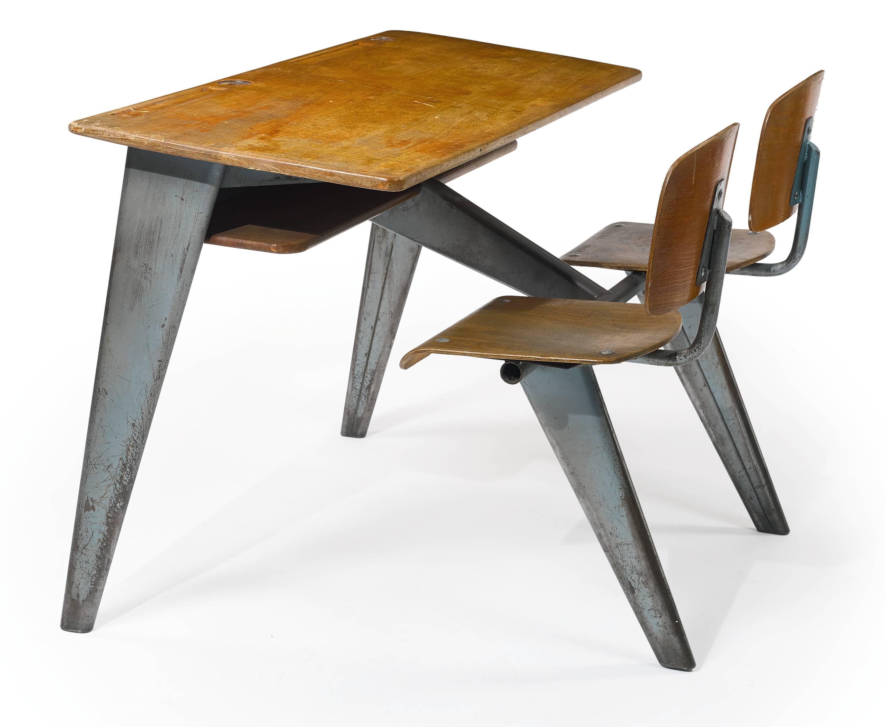 Mid-20th Century 1946 Students' Desk by Jean Prouvé