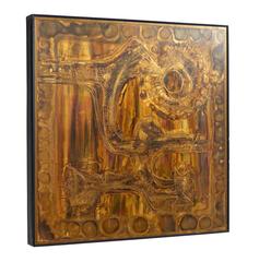 Acid-Etched and Oxidized Brass Panel by Bernhard Rohne, 1970s