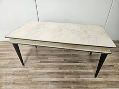 Mesa de comedor Umberto Mascagni, madera y latón, estilo moderno de mediados de siglo