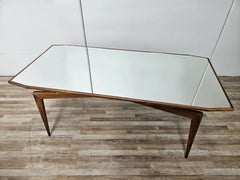 Mid-Century Modern Dining Table, Wood and Mirror, Italian Design, 1950