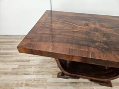 Art Deco Dining Table, Walnut Burl, Sculptural Design, Italy, 1940s