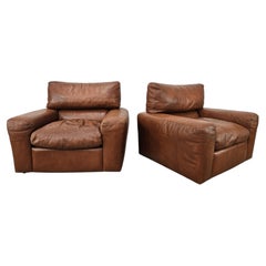 Osaka brown leather armchairs by Moroso, 1980