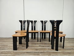 Set of 6 Pierre Cardin chairs in black lacquered wood, 1970